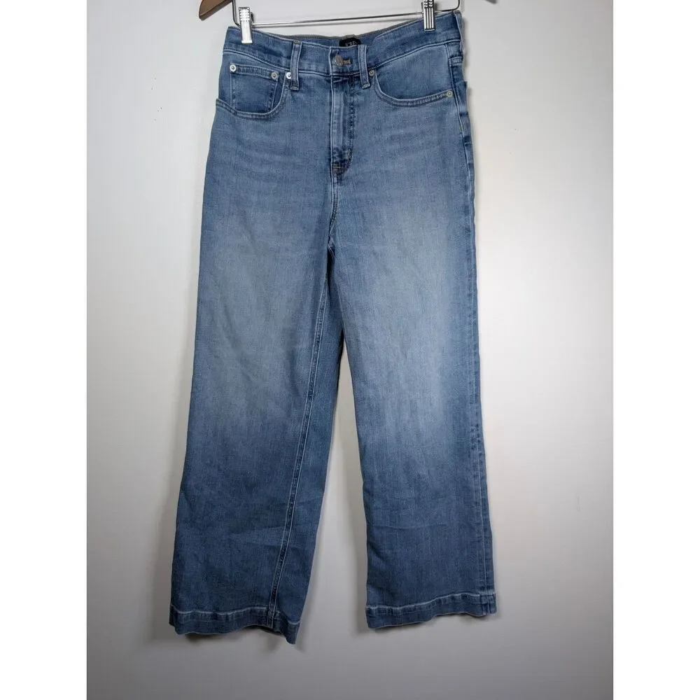 J. Crew Classic Wide-Leg Jeans High-Rise Stretch Denim Size 28 Quiet Luxury